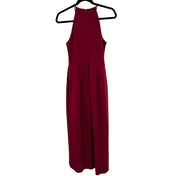 ANTHROPOLOGIE BHLDN Burgundy Red Pleated High Neck Bridesmaid Maxi Dress Size 6 - Picture 3 of 9